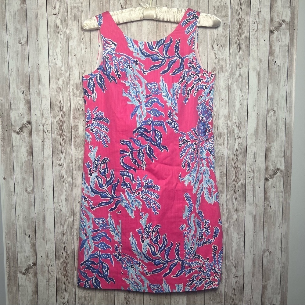 Lilly Pulitzer Pink and Blue Coral Print Shift Dress